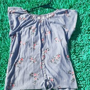 Girls Blue Floral Top